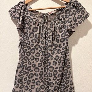 Rebecca Taylor Black and Gray Ruffled Tie Front Blouse